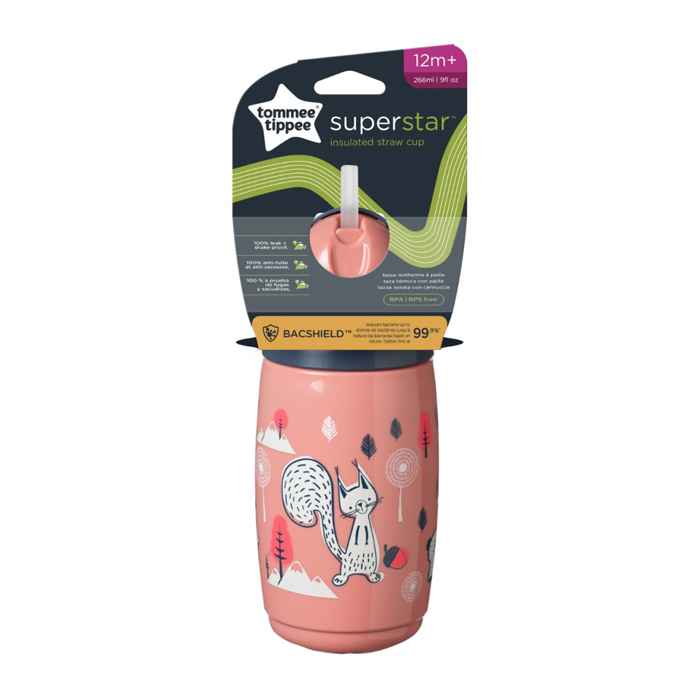 TOMMEE TIPPEE 1X INS STRAW 266ML PINK