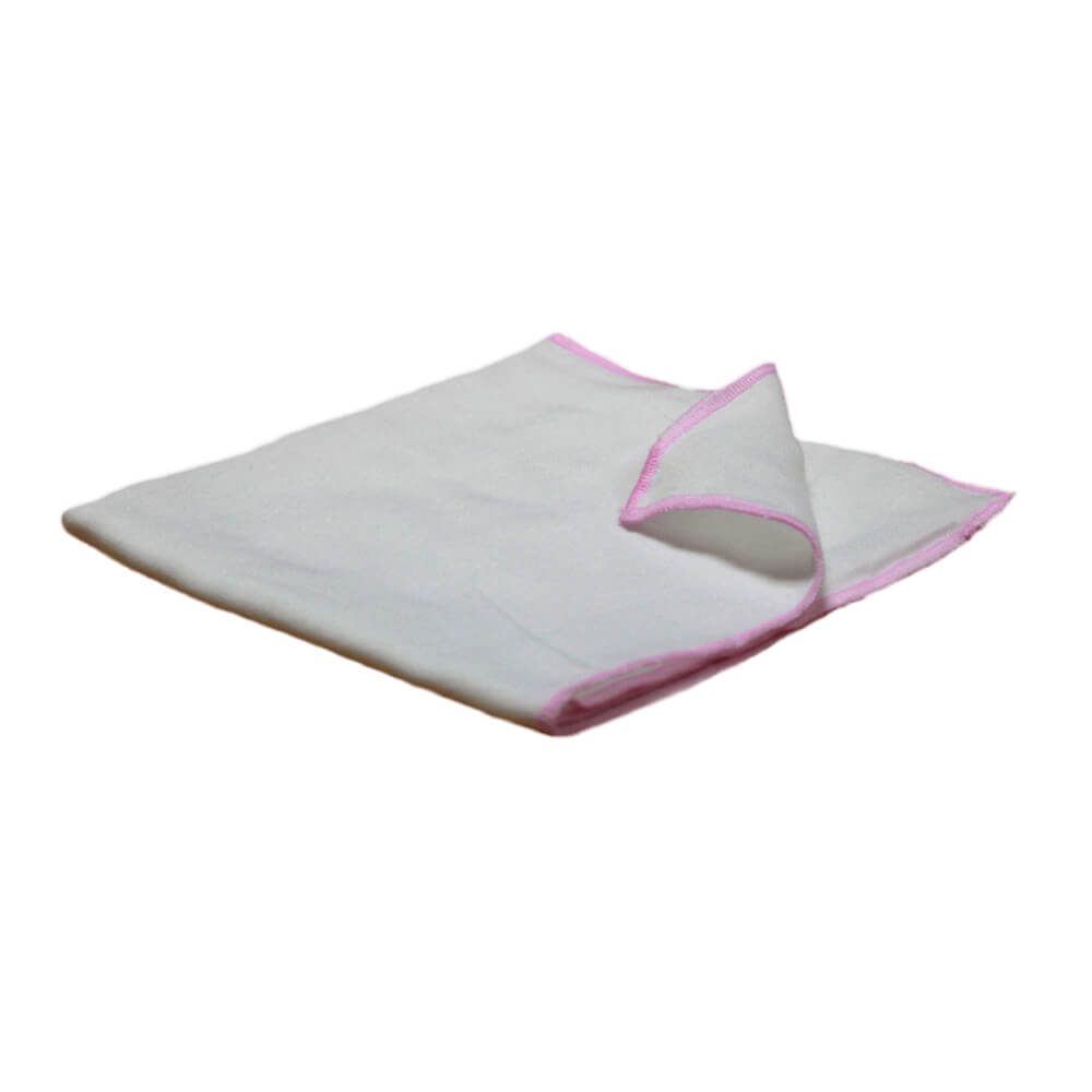 Velona Plain White With Pastel Border “22 X 22 Pink