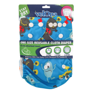 Velona Monster Print Reusable Cloth Diaper (Free Size)