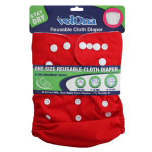 Velona Reusable Cloth Diaper – Red (Free Size)